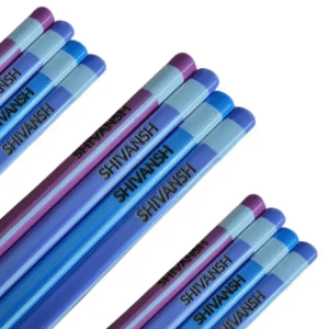 Personalized Multicolor Round Name Pencil Set, Custom Engraved Pencils,