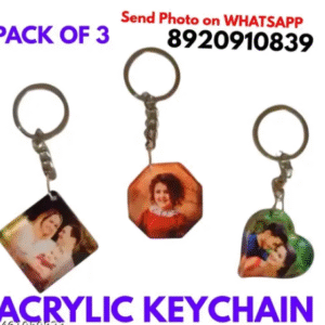 White Acrylic Glossy keychain pack of 3