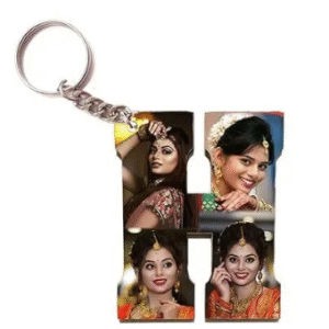 Alphabet Photo Printed Wooden Keychain | Multi Colour (H Letter)