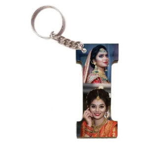 Alphabet Photo Printed Wooden Keychain | Multi Colour (I Letter)