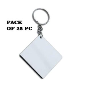 Sublimation Blank Keychain Pack of 25 pcs Square Shape