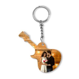 Personalized MDF Guitar Photo Keychain
