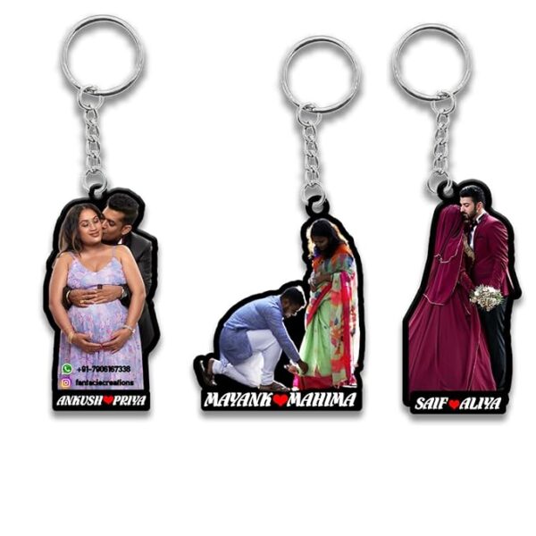 Personalised couple/ Single photo cutout Keychain Name Keychain - Image 2