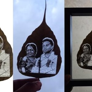 Single Leaf Carving Art in Natural Leaf - Aarudragifts - perferct gift for Birthday, Anniversary, Marriage, Corporate, Christmas, Newyear