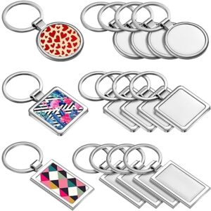 12 Pieces Sublimation Blank Keychain Metal Heat Transfer Keychain Blank Board Key Rings for DIY Crafts Supplies, 3 Shapes