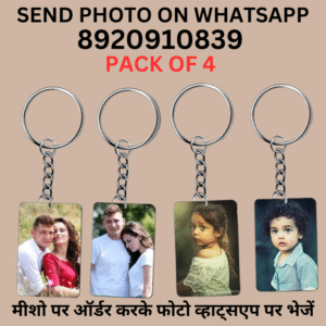 Wood Personalised Photo/Name Keychain Customized Key Chain With Picture For Home,Office (Multicolour 5.7X4.4 Cm) (4 pc), Black