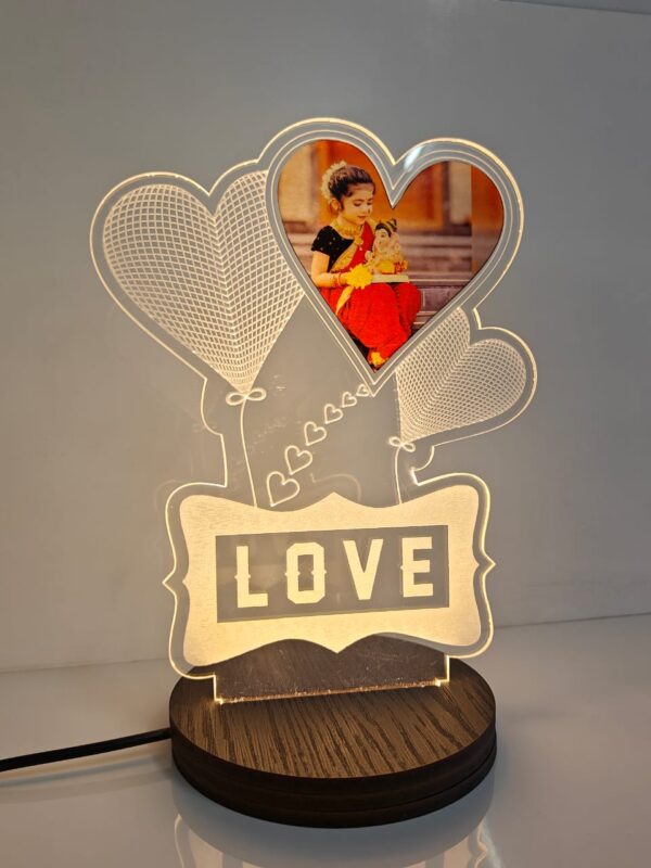 3D illusion love rose photo print Night Lamp - Image 2