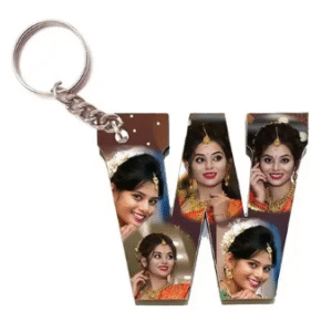 Alphabet Photo Printed Wooden Keychain | Multi Colour (WW Letter)