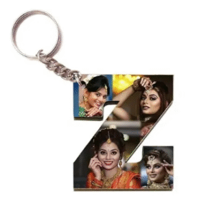 Alphabet Photo Printed Wooden Keychain | Multi Colour (Z Letter)