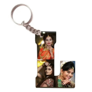 Alphabet Photo Printed Wooden Keychain | Multi Colour (L Letter)