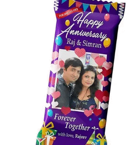 Chocolates Happy Anniversary Gift, Personalized Chocolate Large Bar with Photo (100g)
