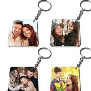 Personalized Photo Printed Wooden Keychain - (Wooden Square - 1 Sided, Set of 4) (Single Sided Wooden, 4)