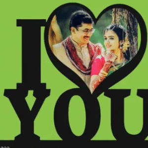 Couple i Love u Shape Wooden Photo Customize Frame Table Stand for Home Bedroom Gift Black