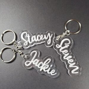 Acrylic Customized Keychain With Name Engraved For Self, Friends, Love Family, Gifting Etc 1pc